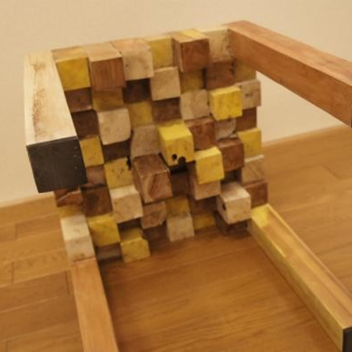 寄木ブロック スツール ナチュラル 椅子 銘木チーク 天然木 無垢