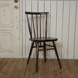 アンティーク調 スティックバック チェア カントリー 椅子 マホガニー ダーク色 1枚目の画像