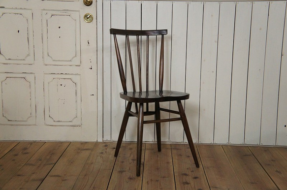 アンティーク調 スティックバック チェア カントリー 椅子 マホガニー ダーク色 1枚目の画像