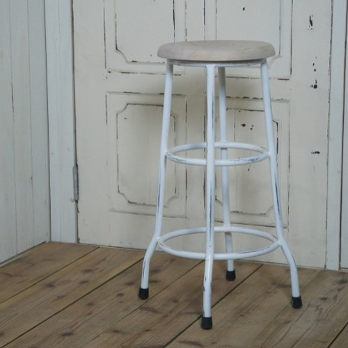 カウンターチェアー 2脚 ホワイト シルバー脚とレザー調座面