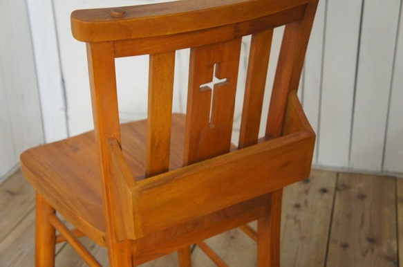 アンティーク調 ボックス付 クロス チャーチチェア 教会 椅子 cha066+ 2枚目の画像