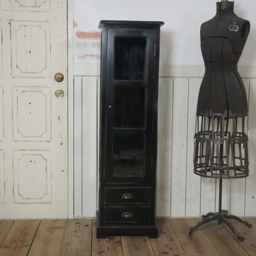 アンティーク調 スリムキャビネット ガラスショーケース 陳列