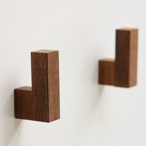CUBRIC teak シンプルな木製壁掛けフック DIYパーツ Masahiro