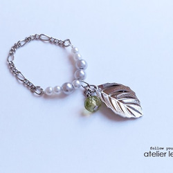 full moon message #1-2 ～ ペリドット＆リーフのシルバーリング～ 1枚目の画像