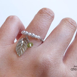 full moon message #1-2 ～ ペリドット＆リーフのシルバーリング～ 2枚目の画像