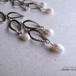 雨露 #1～シルバーフープとケシパールのピアス～ 2枚目の画像