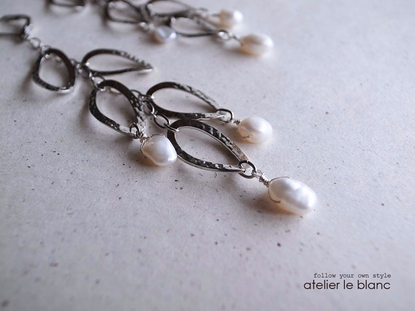 雨露 #1～シルバーフープとケシパールのピアス～ 2枚目の画像