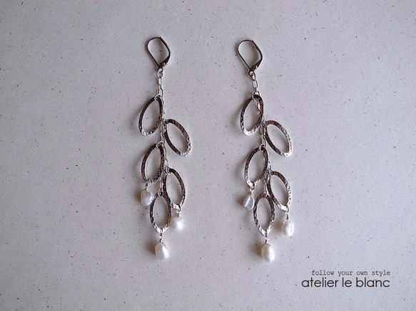 雨露 #1～シルバーフープとケシパールのピアス～ 3枚目の画像