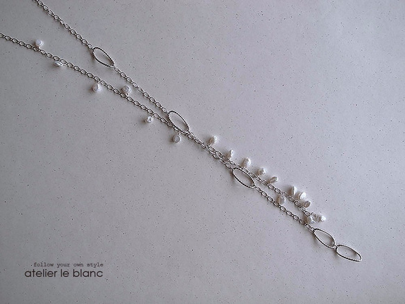 雨露 #2～シルバーフープとケシパールのラリエット～ 3枚目の画像