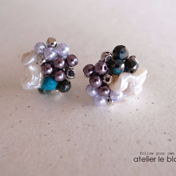 piece of full moon #12-1 ～ クリソコラとケシパールのピアス～ 1枚目の画像