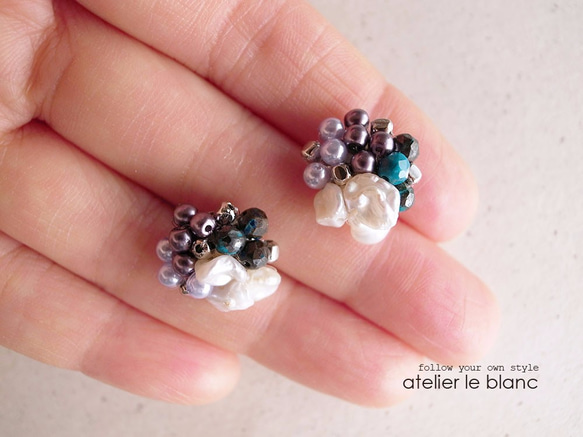 piece of full moon #12-1 ～ クリソコラとケシパールのピアス～ 4枚目の画像