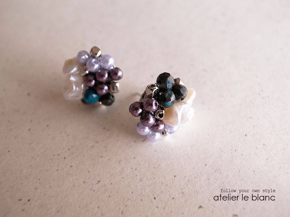 piece of full moon #12-1 ～ クリソコラとケシパールのピアス～ 5枚目の画像