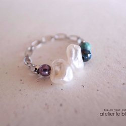 piece of full moon #12-2 ～ケシパールとクリソコラのリング～ 2枚目の画像