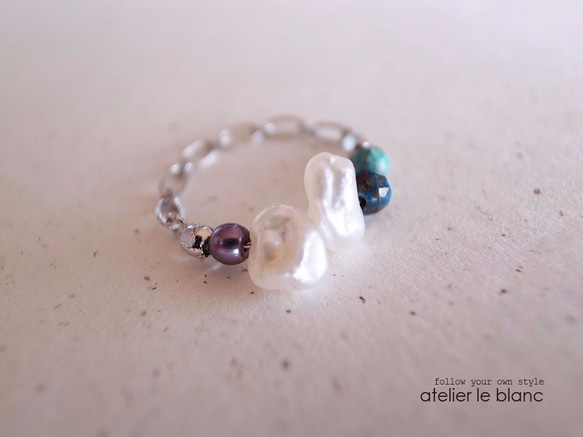 piece of full moon #12-2 ～ケシパールとクリソコラのリング～ 2枚目の画像