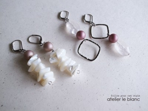 milky almond～ マザーオブパールのピアス ～ 5枚目の画像