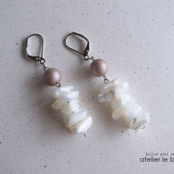 milky almond～ マザーオブパールのピアス ～ 1枚目の画像