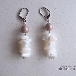 milky almond～ マザーオブパールのピアス ～ 4枚目の画像