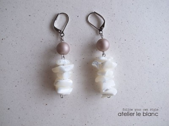 milky almond～ マザーオブパールのピアス ～ 4枚目の画像