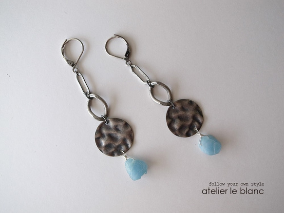 スカンジナビア #6 ～アクアマリンの辛口ロングピアス～ 1枚目の画像