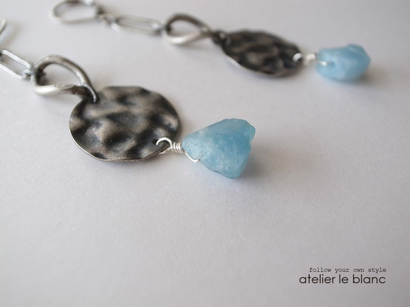 スカンジナビア #6 ～アクアマリンの辛口ロングピアス～ 2枚目の画像