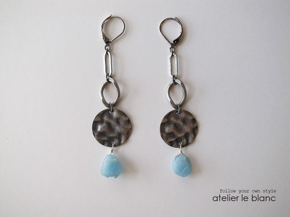 スカンジナビア #6 ～アクアマリンの辛口ロングピアス～ 3枚目の画像