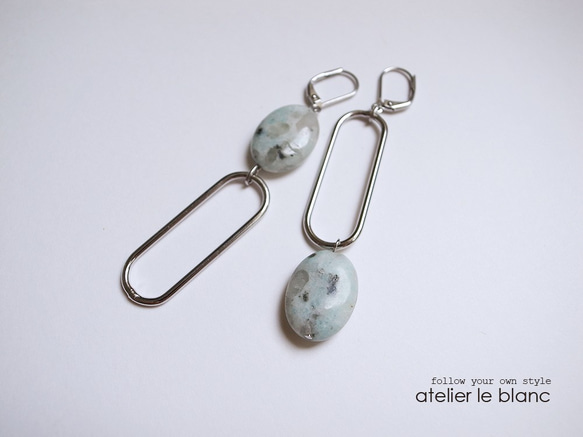 botanical garden #2 ～セサミジャスパーのアシンメトリーピアス～ 1枚目の画像