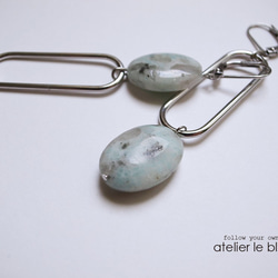 botanical garden #2 ～セサミジャスパーのアシンメトリーピアス～ 3枚目の画像