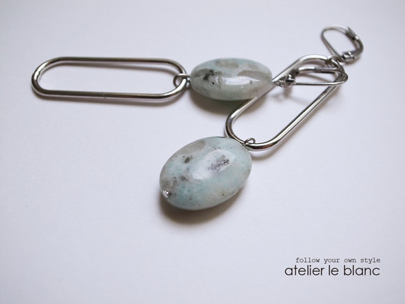 botanical garden #2 ～セサミジャスパーのアシンメトリーピアス～ 3枚目の画像