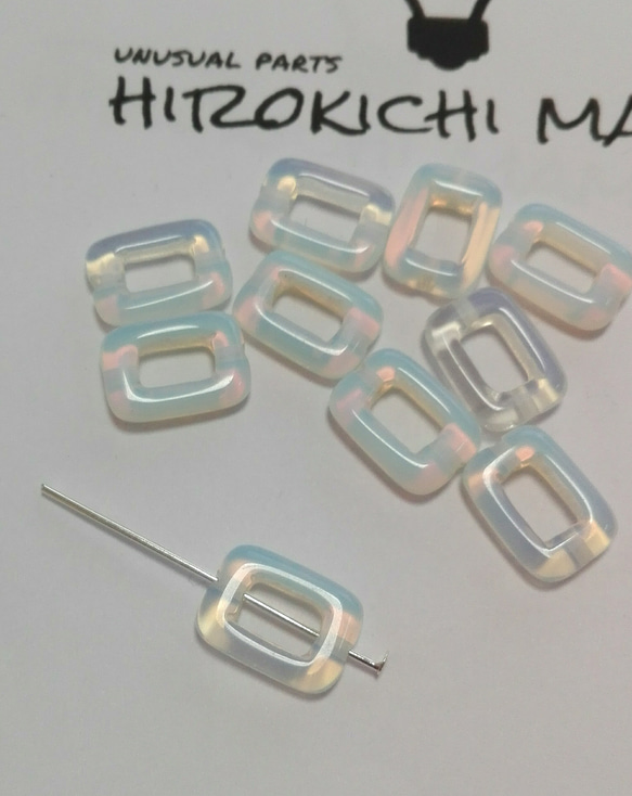 初夏感謝セール　5pcs 人工オパール　角型ドーナツビーズ 13x10x3mm 4枚目の画像