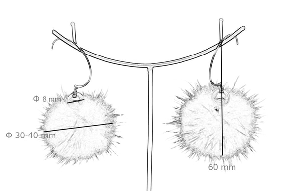 ミンクファーポンポン ・フックピアス・「レッドカラーポンポン」 3枚目の画像