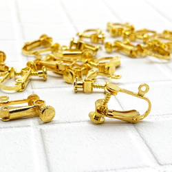 (20ヶ) 平皿ネジ式 カン付きイヤリングパーツ …… KC ゴールド 2枚目の画像