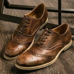 子牛革ハラコレザー紳士靴ウイングチップハンドメイド本革靴シューズ送料無料 1枚目の画像