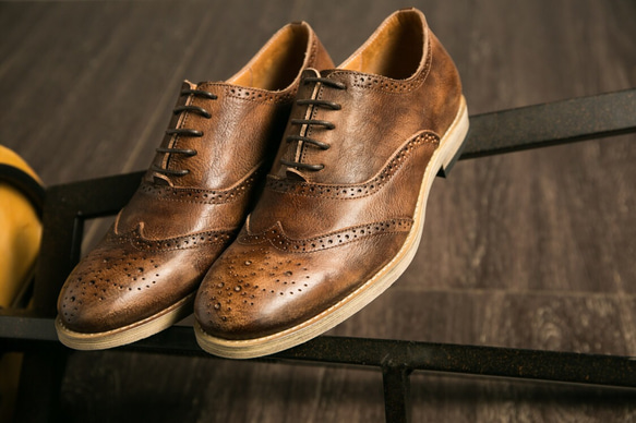 子牛革ハラコレザー紳士靴ウイングチップハンドメイド本革靴シューズ送料無料 2枚目の画像