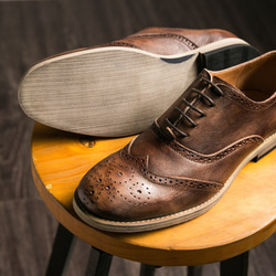 子牛革ハラコレザー紳士靴ウイングチップハンドメイド本革靴シューズ送料無料 5枚目の画像