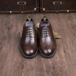 ハラコレザー子牛革シューズウイングチップ紳士靴ハンドメイド本革靴 コーヒー送料無料 5枚目の画像