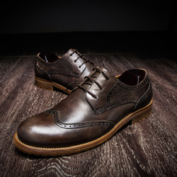ハラコレザーウイングチップ子牛革紳士靴ハンドメイド本革靴ビジネスシューズ  送料無料 1枚目の画像