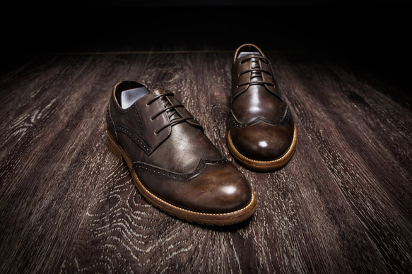 ハラコレザーウイングチップ子牛革紳士靴ハンドメイド本革靴ビジネスシューズ  送料無料 3枚目の画像