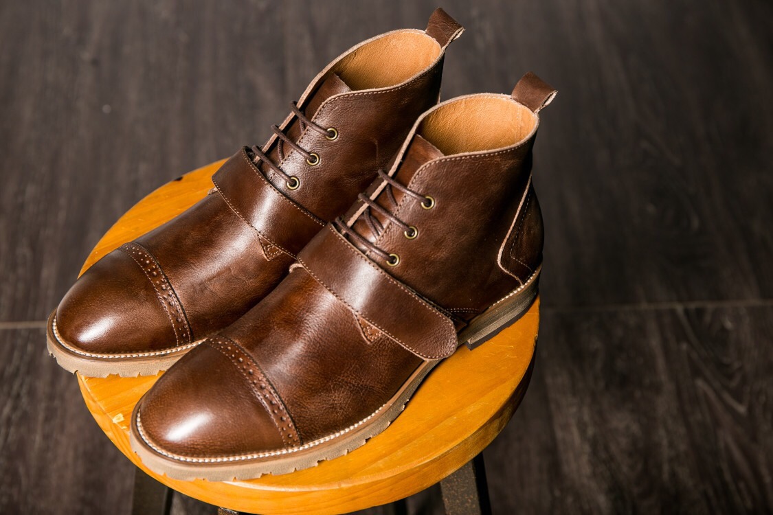 手作りハラコレザーモンクストラップショットブーツハンドメイド子牛革靴 コーヒー  送料無料 31,694円