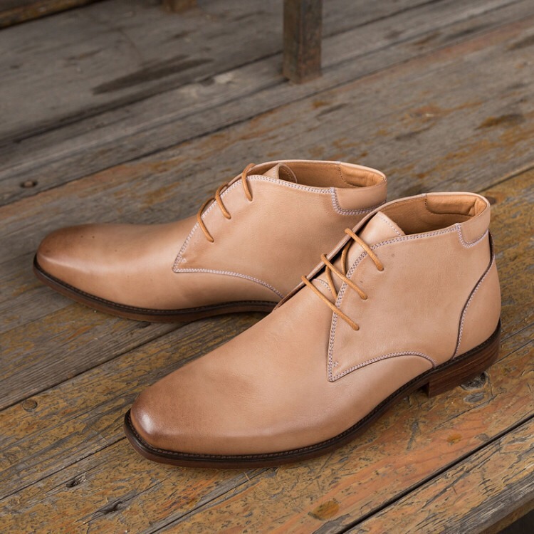 手作り子牛革ハラコレザーチャッカブーツ アプリコット 送料無料