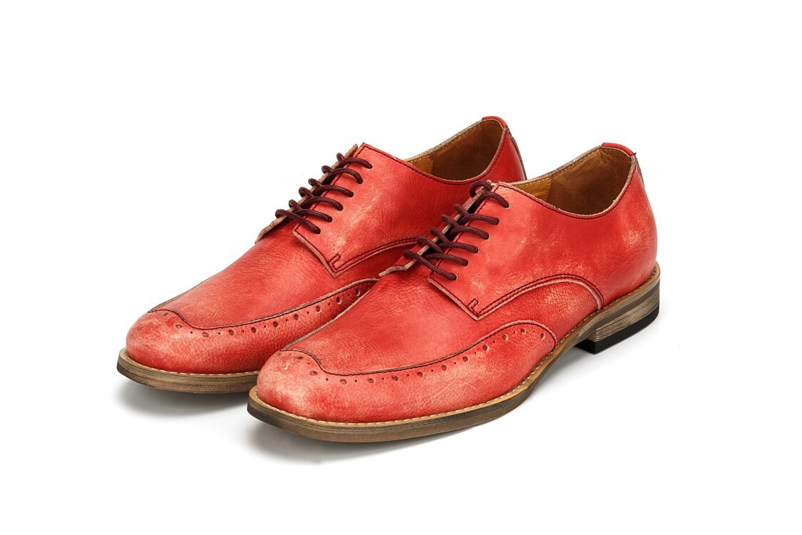 手作りヴィンテージ感ハラコレザーカジュアル子牛革靴シューズ