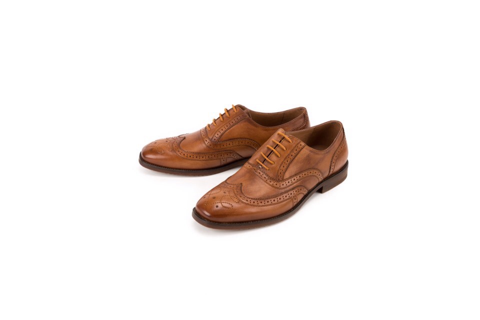 手作り紳士靴ハラコレザーロングウイングチップカジュアル子牛革シューズ ブラウン 送料無料