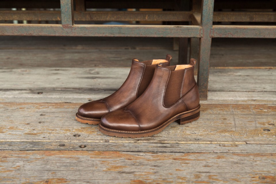 手作り子牛革サイドゴアブーツ コーヒー 送料無料