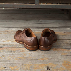 手作りウイングチップハラコレザー子牛革靴紳士靴 コーヒー 送料無料 2枚目の画像