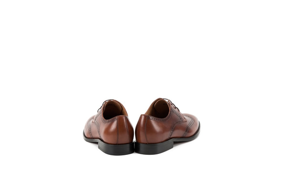 ハンドメイドハラコレザーウイングチップカジュアルメンズ紳士靴 ブラウン 送料無料 3枚目の画像