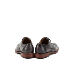 紳士靴ハラコレザーウイングチップカジュアルメンズシューズ 黒×灰 送料無料 3枚目の画像
