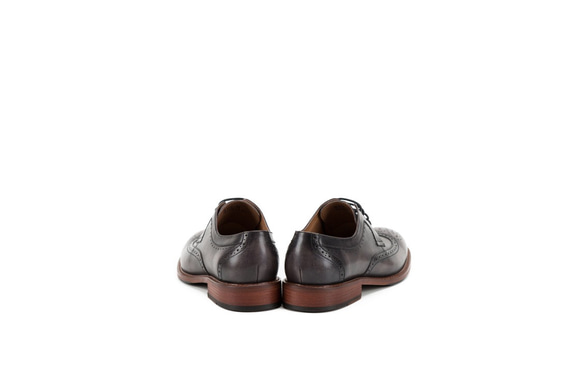 紳士靴ハラコレザーウイングチップカジュアルメンズシューズ 黒×灰 送料無料 3枚目の画像