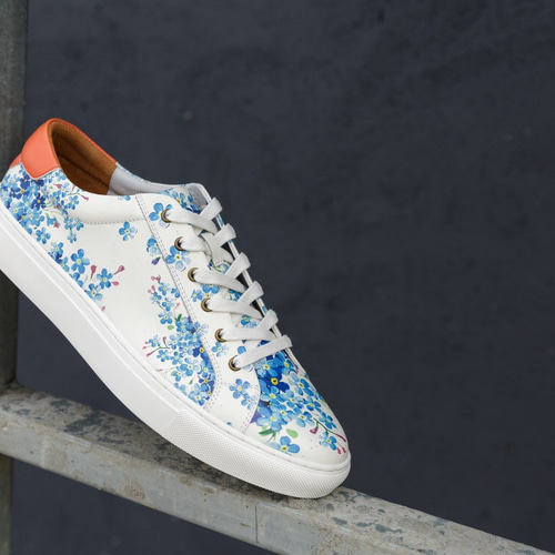 手作り梅の花柄ハラコレザースニーカー 送料無料 スニーカー 山崎