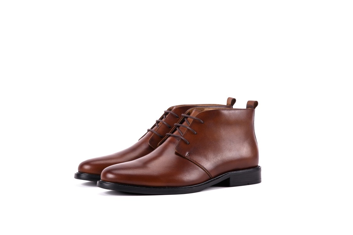 手作りハラコレザーメンズショートブーツシューズ冬靴男性子牛革靴 ライトコーヒー 送料無料