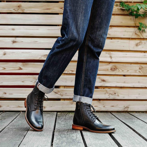 手作り冬靴ハンドメイドハラコレザーハラコメンズショートブーツ子牛革