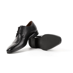 2019年斬新デザインハンドメイドハラコレザーウイングチップメンズ紳士靴手作り子牛革靴 ブラック 送料無料 3枚目の画像